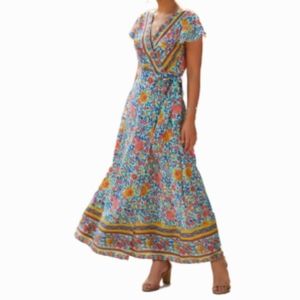Zesica Floral Wrap Maxi Dress